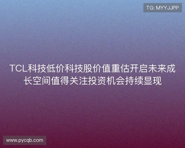 TCL科技低价科技股价值重估开启未来成长空间值得关注投资机会持续显现